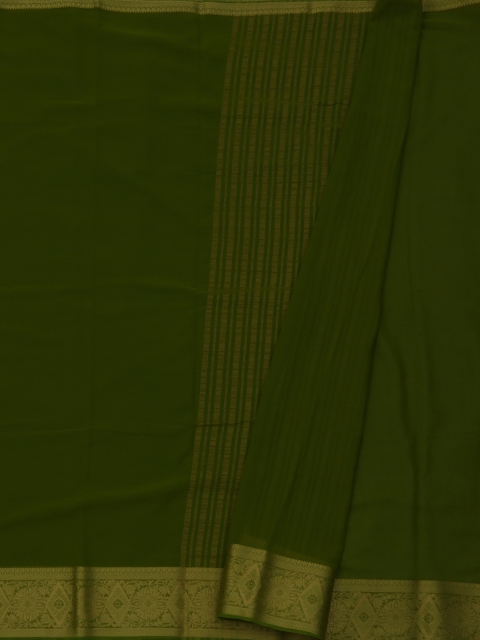 

Pothys Olive Green Solid Poly Georgette Saree