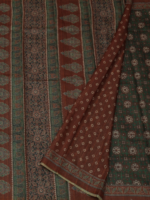 

Pothys Green Printed Jute Silk Saree