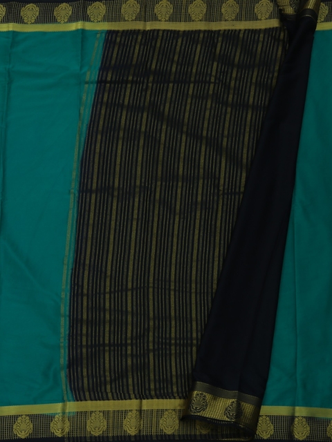 

Pothys Green & Black Poly Georgette Solid Saree