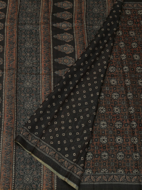 

Pothys Brown Printed Jute Silk Saree