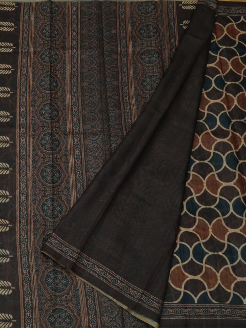 

Pothys Blue & Beige Jute Silk Solid Saree