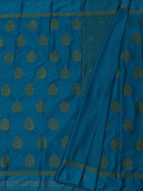 

Pothys Blue Embellished Poly Georgette Saree