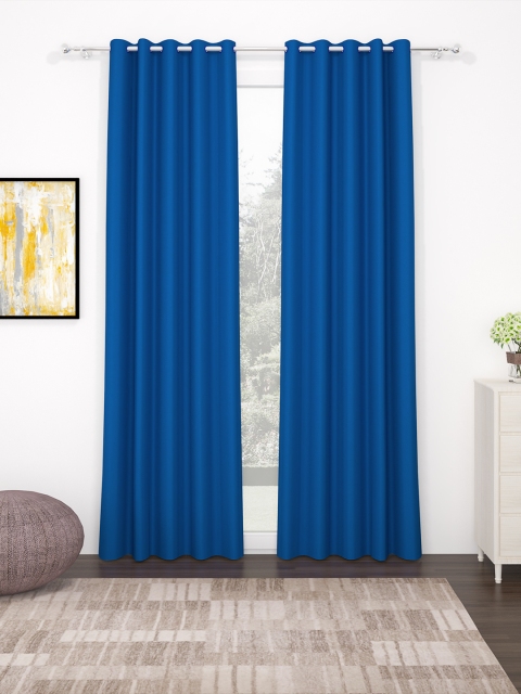 

Story@home Blue Faux Silk Solid 300GSM Room Darkening Blackout Door Curtain