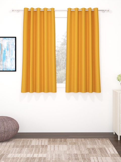 

Story@home Orange Faux Silk Solid 300GSM Room Darkening Blackout Single Window Curtain