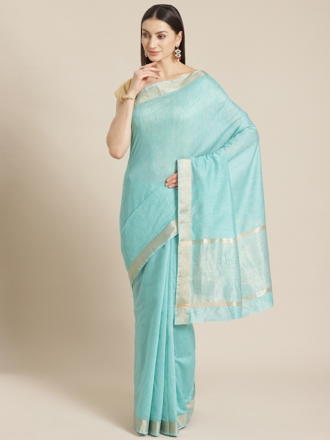 

Mitera Blue Solid Liva Maheshwari Saree