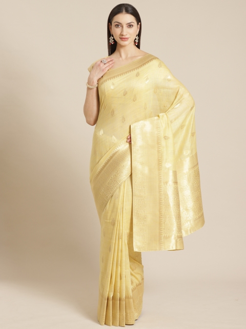 

Mitera Yellow & Golden Woven Design Maheshwari Liva Saree
