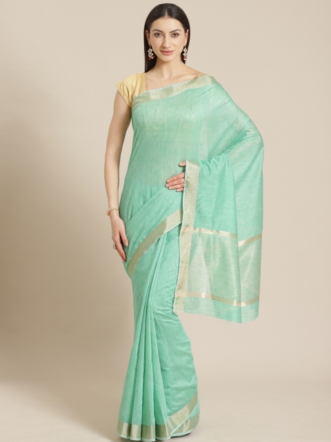 

Mitera Sea Green Solid Liva Maheshwari Saree