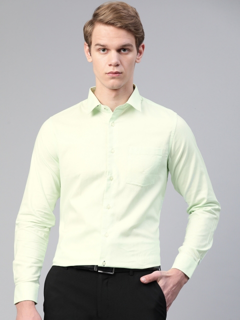 

Blackberrys Men Green Fine Compact Cotton Solid Slim Fit Formal Shirt