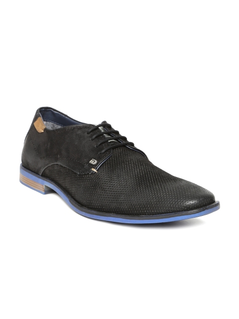 

ID Men Black Perforated Leather Casual Shoes