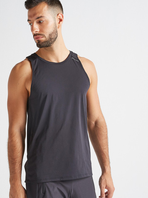 

Domyos by Decathlon Men Solid Black Ultra-Light Fitness Tank Top