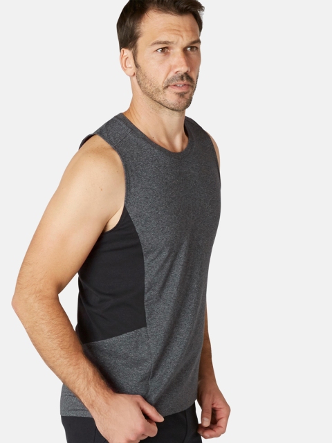 

NYAMBA By Decathlon Men Grey Colourblocked Hood T-shirt