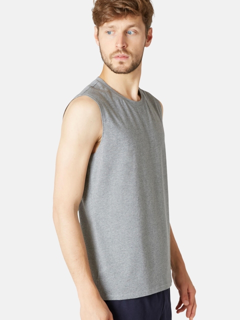 

NYAMBA By Decathlon Men Grey Solid Round Neck T-shirt