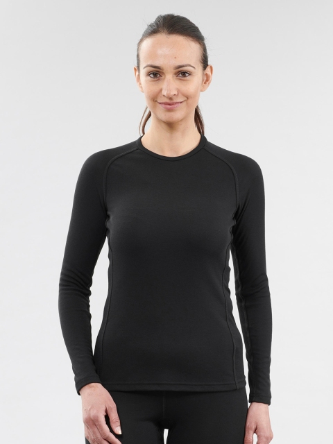 

WEDZE By Decathlon Women Black Solid Ski Base Thermal Top 100