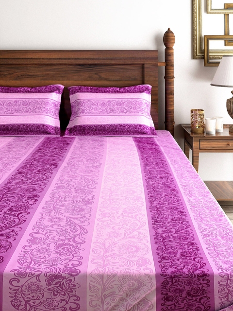 

SWAYAM Purple 200 TC Cotton Double Bedsheet with 2 Pillow Covers