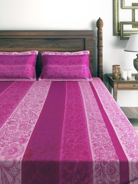 

SWAYAM Ananda Pink 200 TC Double Bedsheet with 2 Pillow Cover