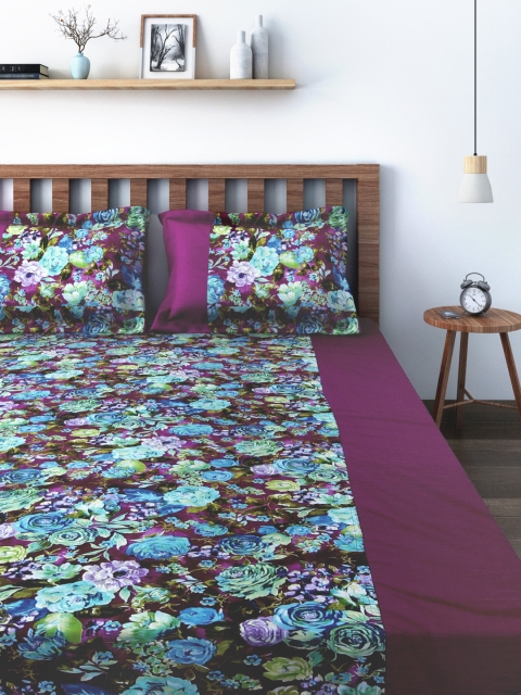 

SWAYAM Purple 160 TC Double Bedsheet with 2 Pillow Cover