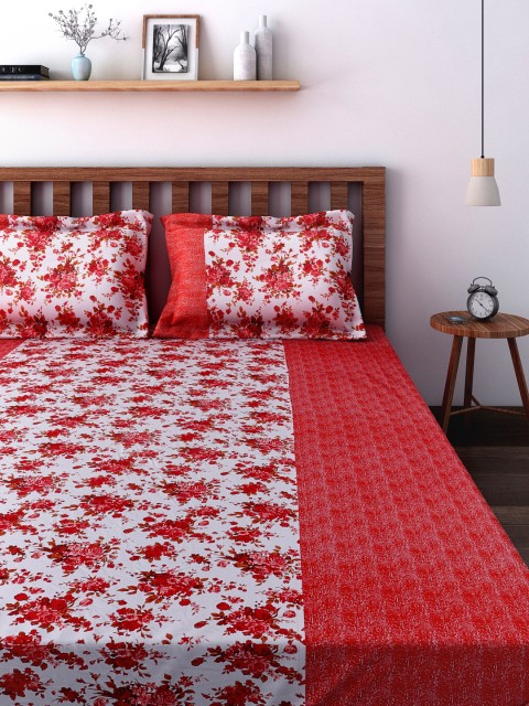 

SWAYAM Red 160 TC Cotton Double Bedsheet with 2 Pillow Covers