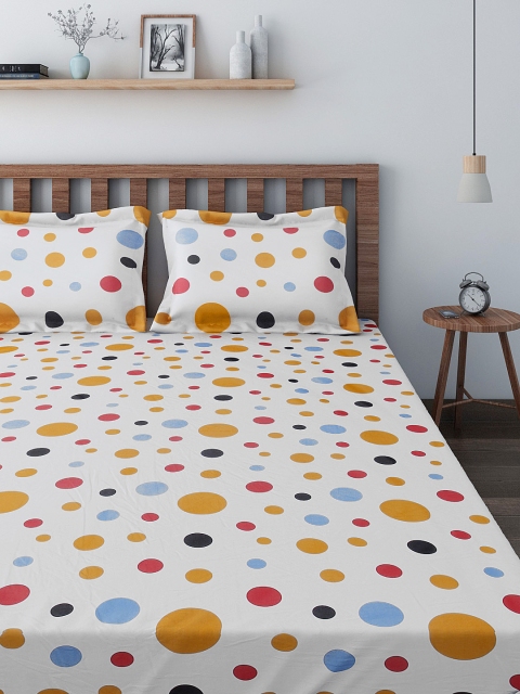 

SWAYAM Caramel White 180 TC Cotton Double Bedsheet with 2 Pillow Covers