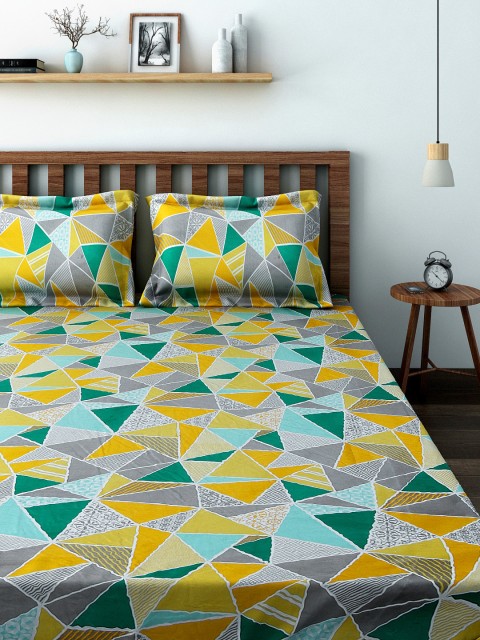 

SWAYAM Caramel Multicoloured 180 TC Cotton Double Bedsheet with 2 Pillow Covers, Multi