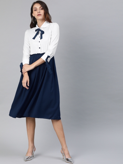 

JC Collection Women Navy Blue Solid Fit and Flare Dress