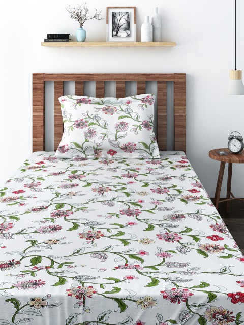 

SWAYAM Off-White 180 TC Cotton Single Bedsheet with 1 Pillow Cover