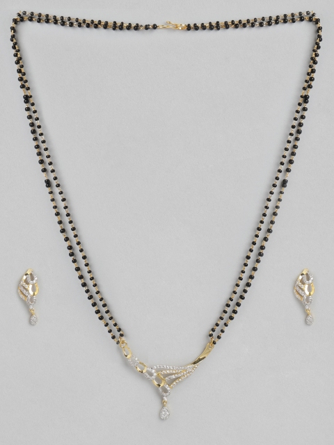 

Sia Art Jewellery Gold-Toned & Black Stone Studded & Beaded Mangalsutra with Earrings