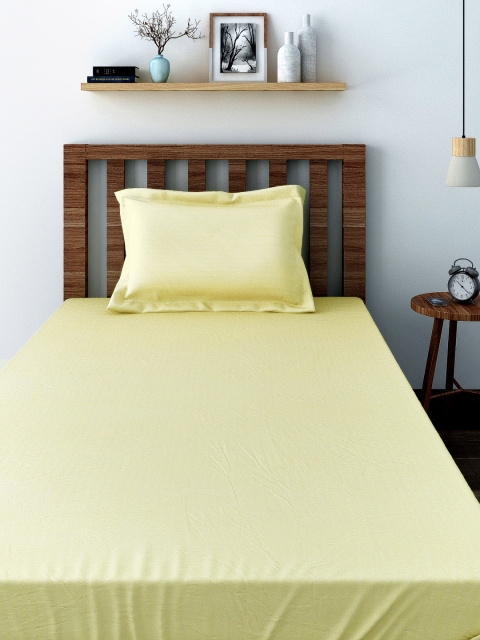 

SWAYAM Yellow 400 TC Cotton Single Bedsheet with 1 Pillow Cover