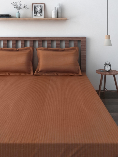 

SWAYAM Brown 200 TC Cotton Double Bedsheet with 2 Pillow Covers