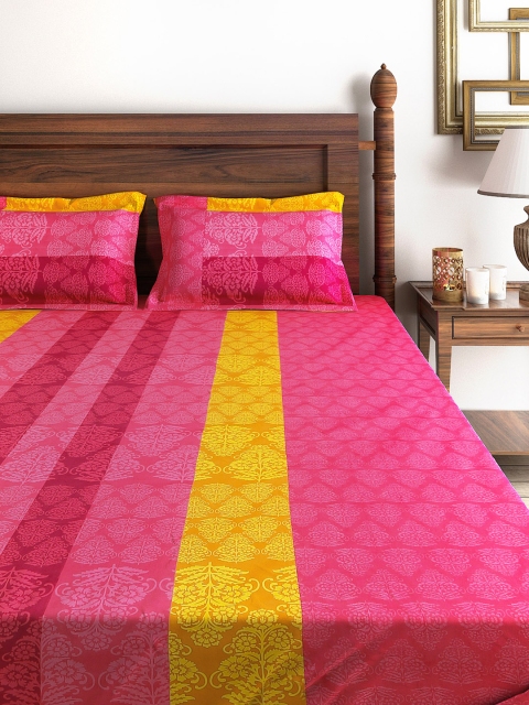 

SWAYAM Pink 180 TC Cotton Double Bedsheet with 2 Pillow Covers