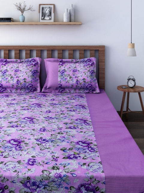 

SWAYAM Lavender 180 TC Cotton Double Bedsheet with 2 Pillow Covers