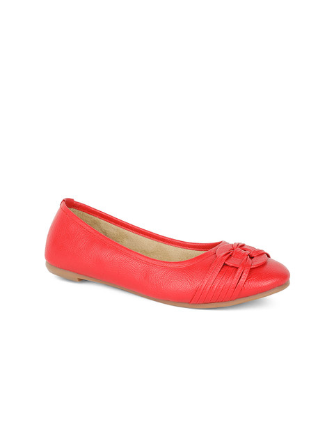 

Bata Women Red Solid PU Ballerinas