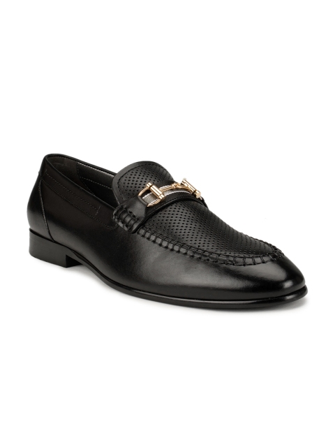 

ROSSO BRUNELLO Men Black Solid Leather Formal Loafers