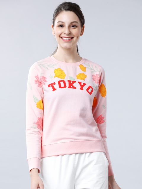 

Tokyo Talkies Women Pink Printed Sweatshirt