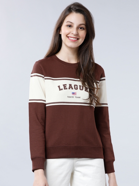 

Tokyo Talkies Women Brown & White Printed Sweatshirt