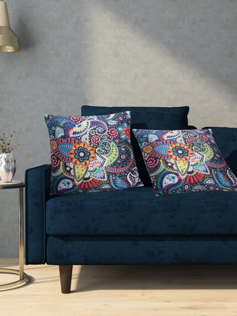

Aura Multicoloured Set of 2 Ethnic Motif Print Square Cushion Covers, Multi