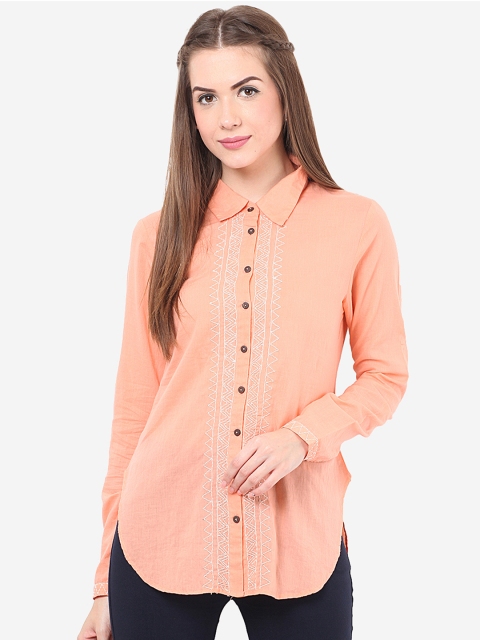 

Porsorte Women Peach-Coloured Regular Fit Solid Formal Shirt