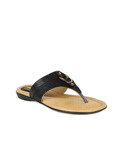 

Bata Women Black Solid Open Toe Flats