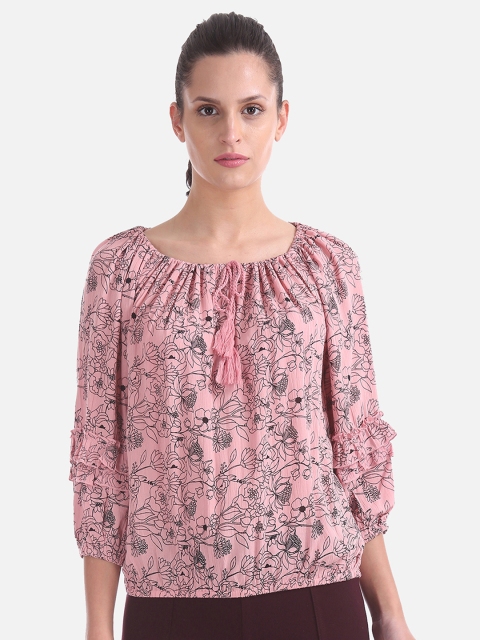 

Cherokee Women Pink Floral Printed Blouson Top