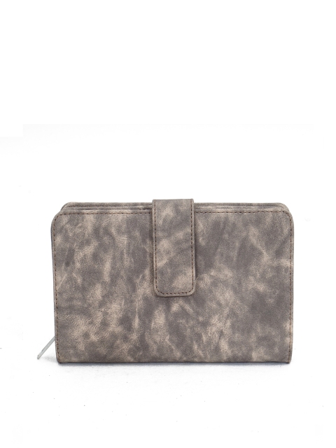 

Diwaah Women Grey Textured Zip Around Wallet