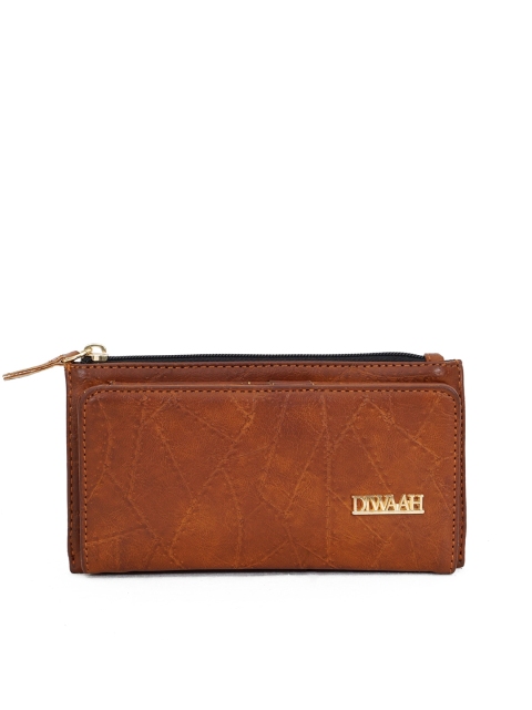 

Diwaah Women Tan Brown Textured Zip Around Wallet