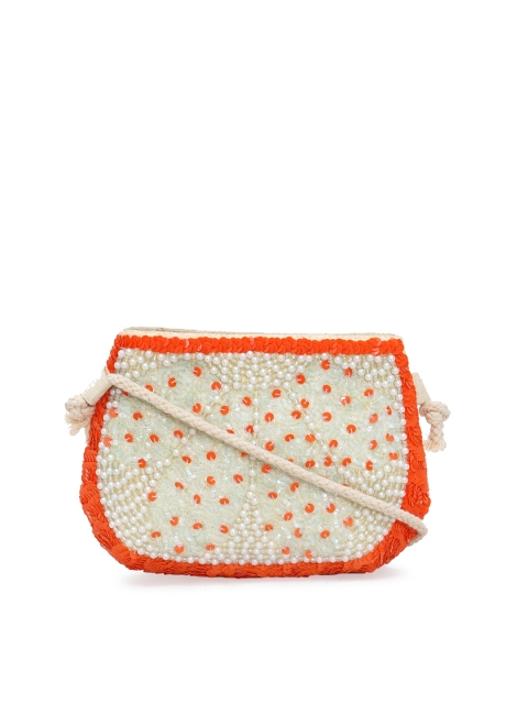 

Diwaah Girls Off-White & Orange Self Design Sling Bag
