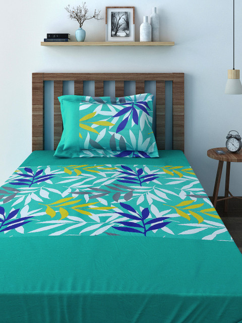 

SWAYAM Green 180 TC Cotton Single Bedsheet with 1 Pillow Cover