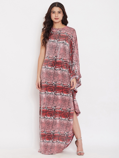 

The Kaftan Company Women Red Leopard Skin Printed Maxi Dress