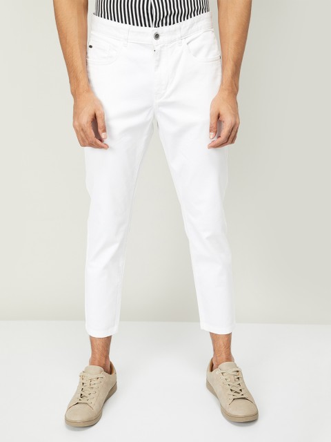 

CODE by Lifestyle Men White Slim Fit Solid Regular Trousers