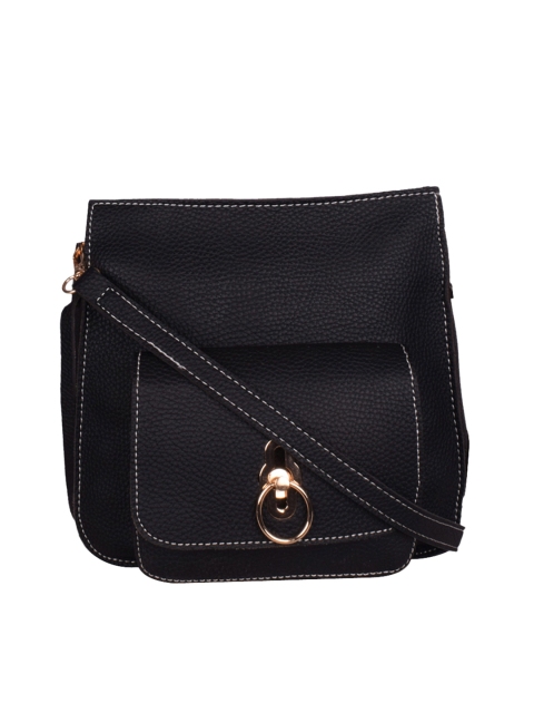 

Bagkok Black & Black Solid Sling Bag