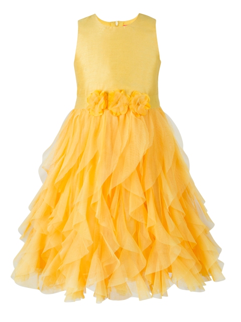

Toy Balloon kids Girls Yellow Solid Maxi Dress