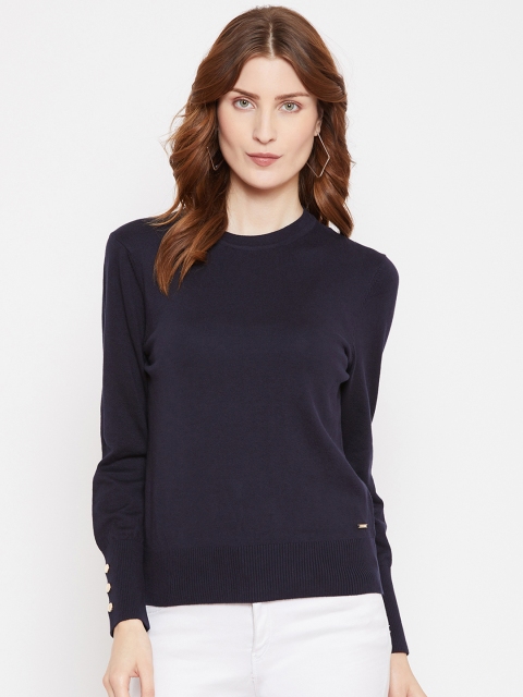 

Octave Women Navy Blue Solid Pullover Sweater