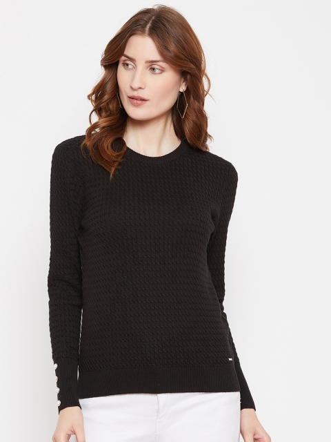 

Octave Women Black Solid Knitted Sweater