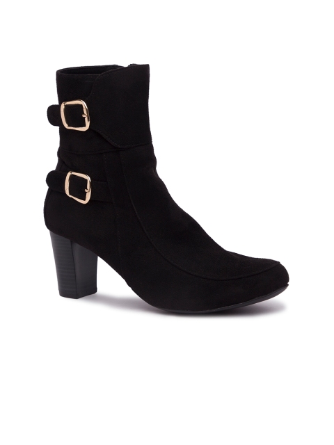 

Inc 5 Women Black Solid Suede Heeled Boots