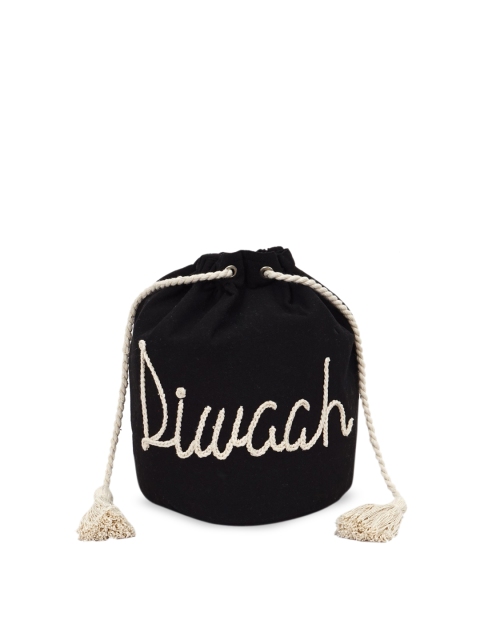 

Diwaah Women Black & White Brand Logo Backpack